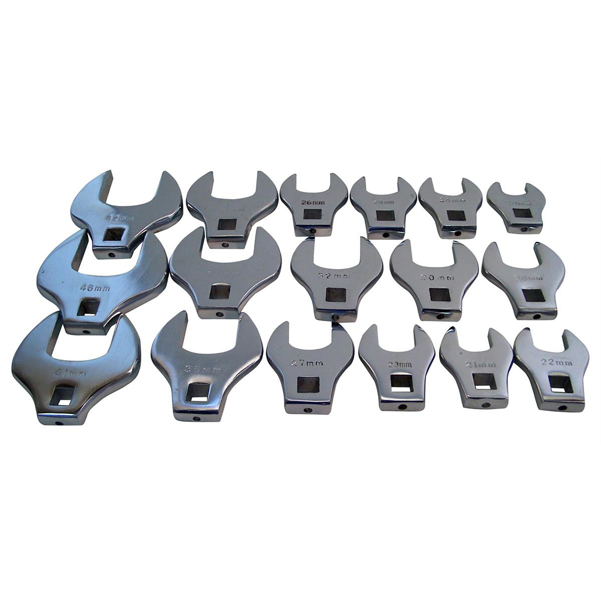 V-8 Tools Jumbo Metric Crowfoot Wrench Set — 17-Piece, 20mm to 46mm, Drop-Forged Alloy Steel, Fully Polished, Model# V8T7917